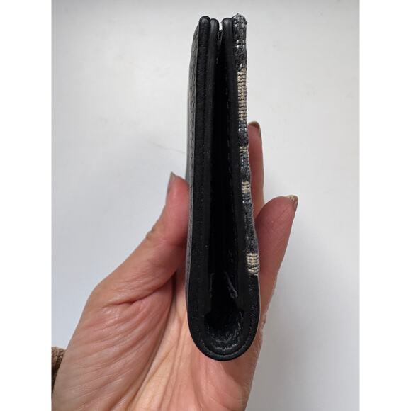 Dior Oblique Jacquard Card Wallet Black Leather Bifold Men’s Compact Slim - Picture 4 of 6